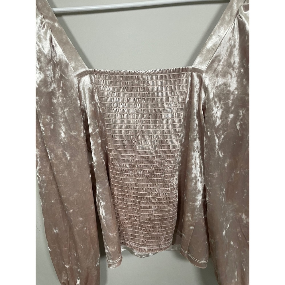 Anthropologie Jessima Velvet Top in Neutral Champagne Size Medium - Picture 6 of 9